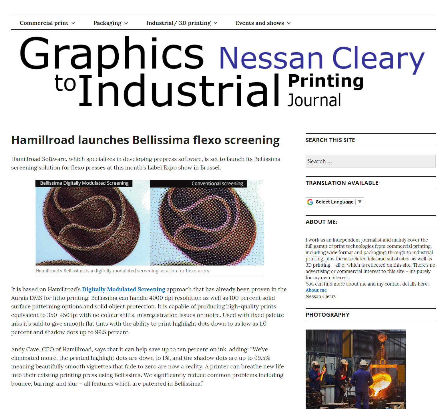 Nessan Cleary - Bellissima Flexo Screening Ultra HD printing
